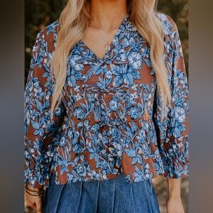 Entro Floral Peplum Top